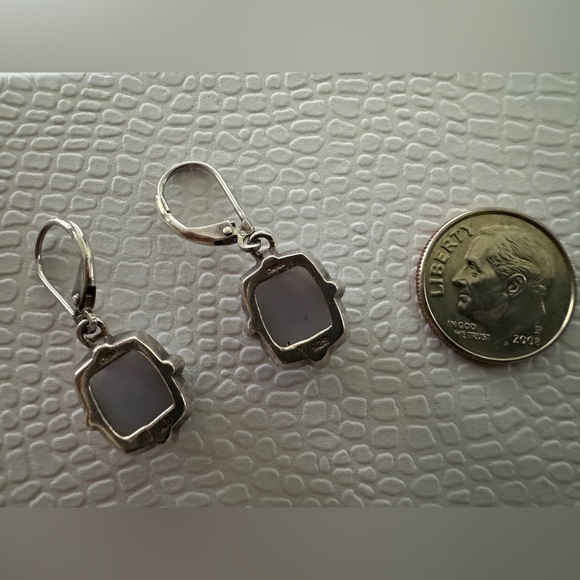 Sterling Silver Lavender colored stone Drop Earrings - Picture 7 of 7